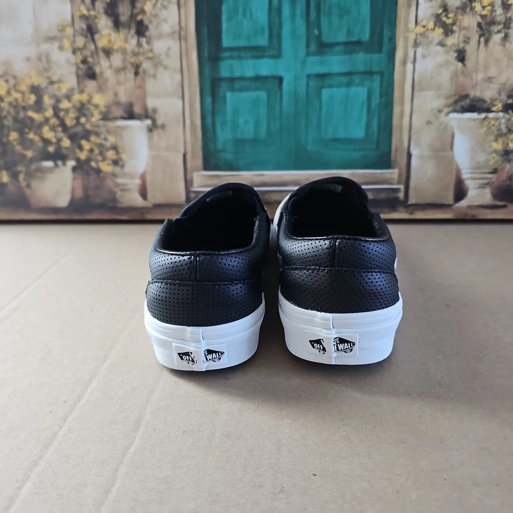 Vans Classic Slip-On Black Perforated Leather –Men's 6/Women's 7.5